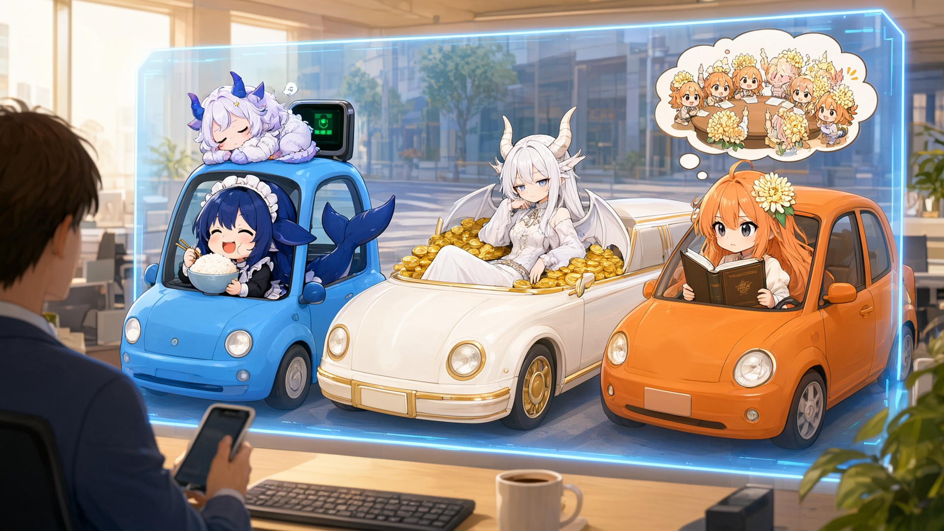 早上九点零三分，三辆车停在屏幕里